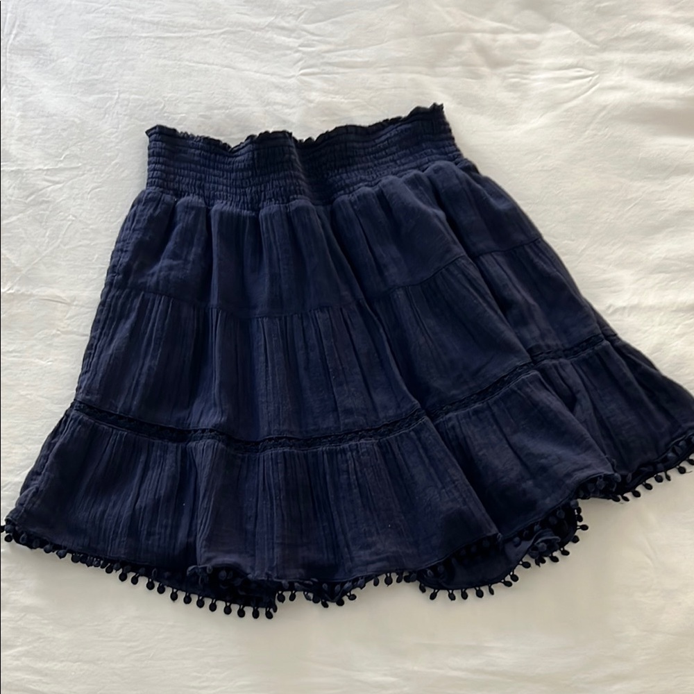 Old Navy Tiered Pom-Pom Hem Navy Blue Skirt